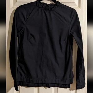 H&M Long Sleeve Top Blouse XS/S Black 100% Cotton High Neck Classic